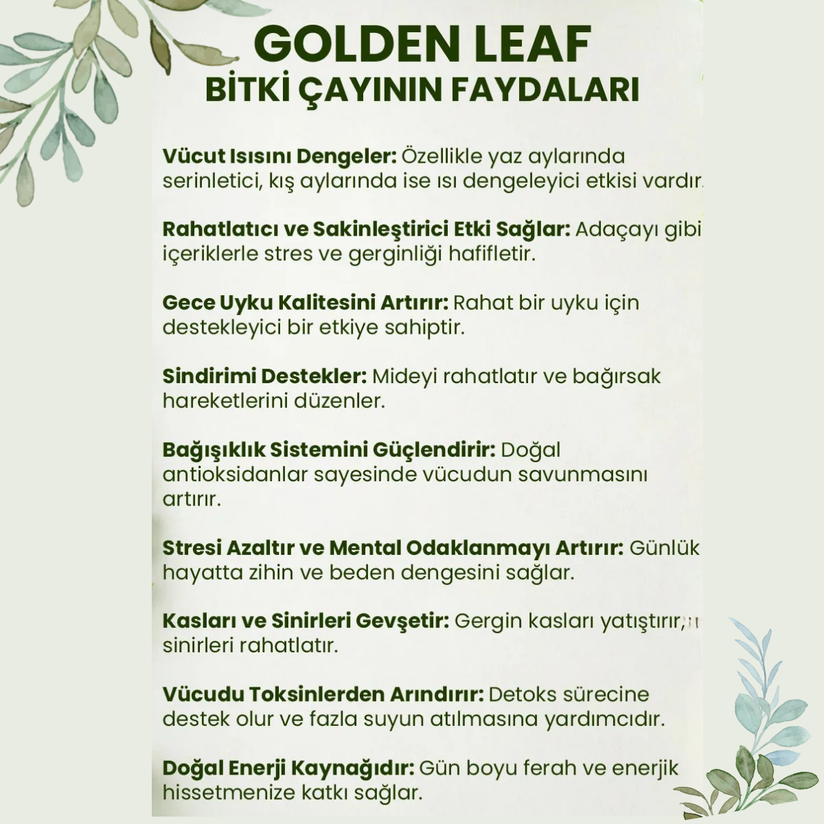 Aşırı Terleme Önleyici ve Stres Azaltmaya Yardımcı Bitki Çayı - 420 gr